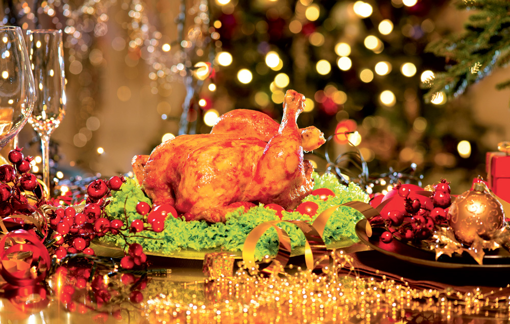 tradition-repas-noel - Illustration Les animaux à la table de noël