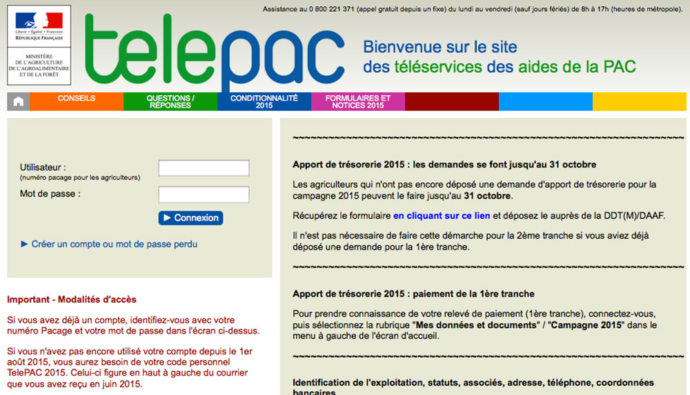 telepac-site-declaration - Illustration Aides PAC : un formulaire à renvoyer impérativement