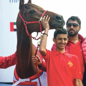 Poly de Coat Frity au Chili avec son cavalier et son entraineur