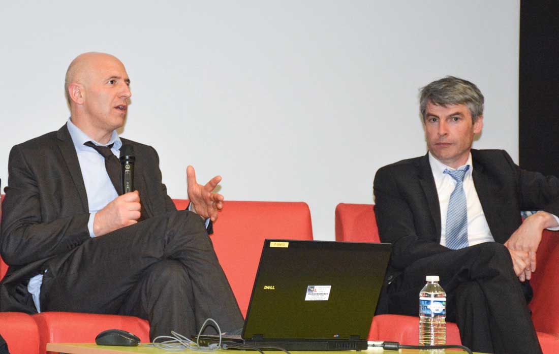 Dominique Potier, député de Meurthe-et-Moselle (à gauche), et Olivier Allain, vice-président du Conseil régional de Bretagne en charge de l’agriculture.