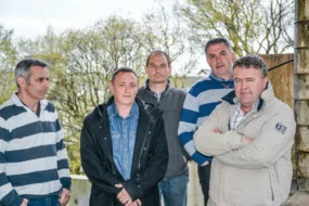 De gauche à droite : Dominique Gueho, directeur, Jean-Pierre Jegourel (secrétaire) Anthony Rouillé (vice-président), Jean-Michel Roger (président) et Thierry Le Corre (trésorier), en réunion de bureau de la fédération des Cuma.