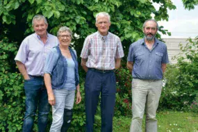 De g. à dr. : Michel Loquet, Odile Gasson, Christian Boisgontier et Jean-Paul Nicolas, militants des Commissions « retraite » de la Confédération paysanne.