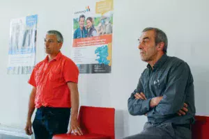 Gilbert Tromeur, président de la Fédération des services de remplacement, et Raymond Marrec, président de Partag’emploi.