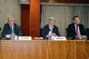 Pierre Lambert, préfet des Côtes d’Armor ; Danielle Éven, présidente de la Chambre d’agriculture ; Sébastien Giraudeau, directeur