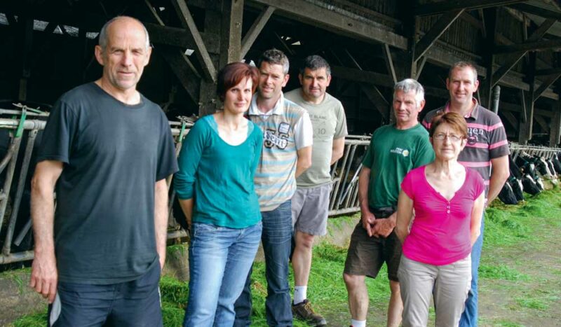 De gauche à droite : Thierry Lenain, Marietta Duvacher, Fabrice Guérot, Hervé Mongason, Gilbert et VivianeGuérot, et Thierry Veugeois.