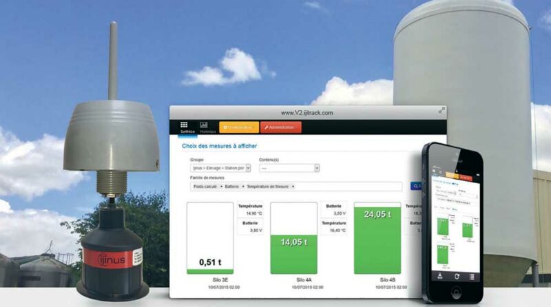 Des capteurs sans fil installés sur les silos permettent d’avoir un inventaire du stock d’aliments en temps réel, avec précision et en toute sécurité, sans avoir à monter sur les silos.