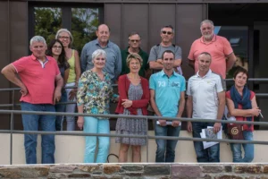 À Saint-Guen, les représentants du Syndicat mixte (SMKU) et de la Chambre d’agriculture avec les agriculteurs du bassin versant du Lotavy.