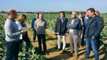 Des responsables de restaurants de collectivités ou d'entreprises agro-alimentaires en discussion avec des producteurs chez Jean-René Menier, à Mauron (56), sur le thème du développement des circuits courts, accessibles à tous les budgets.