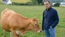 Serge Troadec apprécie les animaux calmes de son élevage.