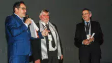Cette année, les Bretons – Philippe Touzard, président de la Safer Bretagne, et Thierry Couteller, directeur, en compagnie de l’animateur – accueillaient le congrès de la FNSafer à Brest.