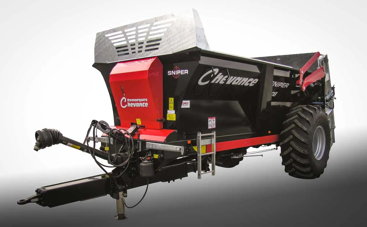Sniper-12-8-Remorques-Chevance - Illustration Chevance Sniper 12/8, épandage de précision dès 90-100 ch