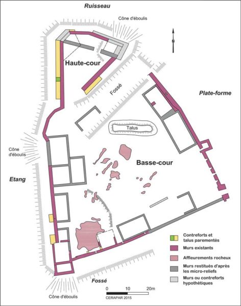 Hypothèse de plan du château de Boutavent.