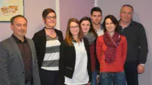 Adèle Salles, Appoline Martel, Maïwenn Huet, Marine Morelet Antoine Vaugrenard, étudiants en BTS avec Daniel Le Ruyet et Nicolas Jehanno, enseignants.