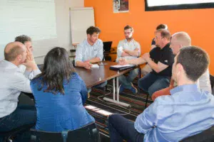 Les participants à l’atelier « Communiquer sur le projet de méthanisation et valoriser la production de chaleur » ont bénéficié de l’expérience de Bruno Calle, éleveur à Arzal.