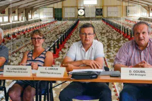 Bernard Godet, CRA Pays de la Loire ; Nathalie Langereau, FRSEA Pays de la loire ; Christophe Labour, FRSEA Pays de la Loire ; Didier Goubil, CRA Bretagne.