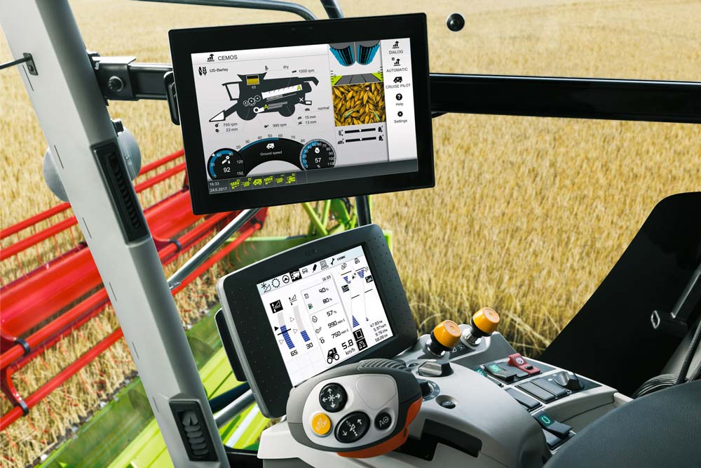 Un poste de commande pour toutes les fonctions CEMOS. - Illustration Nouveau terminal tactile CEBIS MOBILE pour les Claas Lexion 700/600