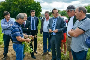 Le préfet Yves Le Breton est venu à la rencontre des producteurs de coco la semaine dernière.