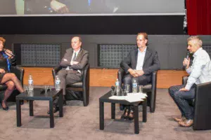 Clémentine Gallet (Coriolis Composites), Michel Boulaire (Jean Floc’h) et Christophe Nicéron (La Bien Nommée et Carabreizh) ont témoigné de leur parcours de chef d’entreprise. Avec un enthousiasme communicatif.