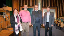 Valérie Le Page, directrice du Lycée de Saint-Jean Brévelay-Hennebont, Jean-Noël Le Quitrec, du réseau Frab, Dominique Pourtier, établissements publics agricoles et Laurent Chevalier, directeur du lycée du Gros Chêne.