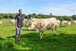 « Les prairies de l’exploitation sont constituées de multiples espèces, mais aussi de joncs moins appréciés des vaches… », explique Antoine de Vallavieille.