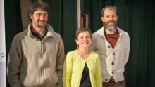 Fabien Tigeot, à droite, et David Hervé, respectivement président et vice-président du groupement des agriculteurs biologiques du Morbihan, avec Sophie Milhem, coordinatrice, avant l'assemblée générale, mardi dernier.