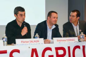 De gauche à droite : Florian Salaun, secrétaire général, Stéphane Cornec, président, et Pierre-Marie Vouillot, vice président national.