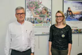 Frédéric Soudon, directeur des ressources humaines, et Marine Kermarrec, adjointe à la gestion prévisionnelle des emplois et des compétences, à Triskalia.