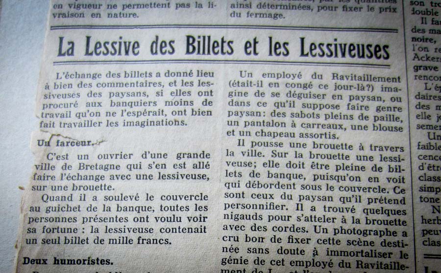 archive - Illustration Le 23 juin 1946 : La lessive des billets et les lessiveuses