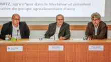 Thierry Coué, président de la FRSEA Bretagne ; Serge Le Bartz, président de D’aucy ; Philippe Leseure, directeur filières de LSDH.