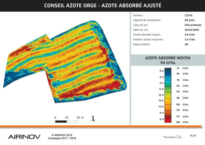 La mesure de l’azote absorbé permet aussi d'observer les éventuels problèmes de l'épandeur. 