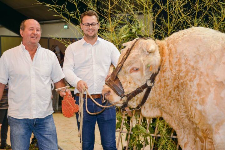 Charles et Jean-Yves Rolland présentent Lafayette qui concourait dans la section des mâles adultes.