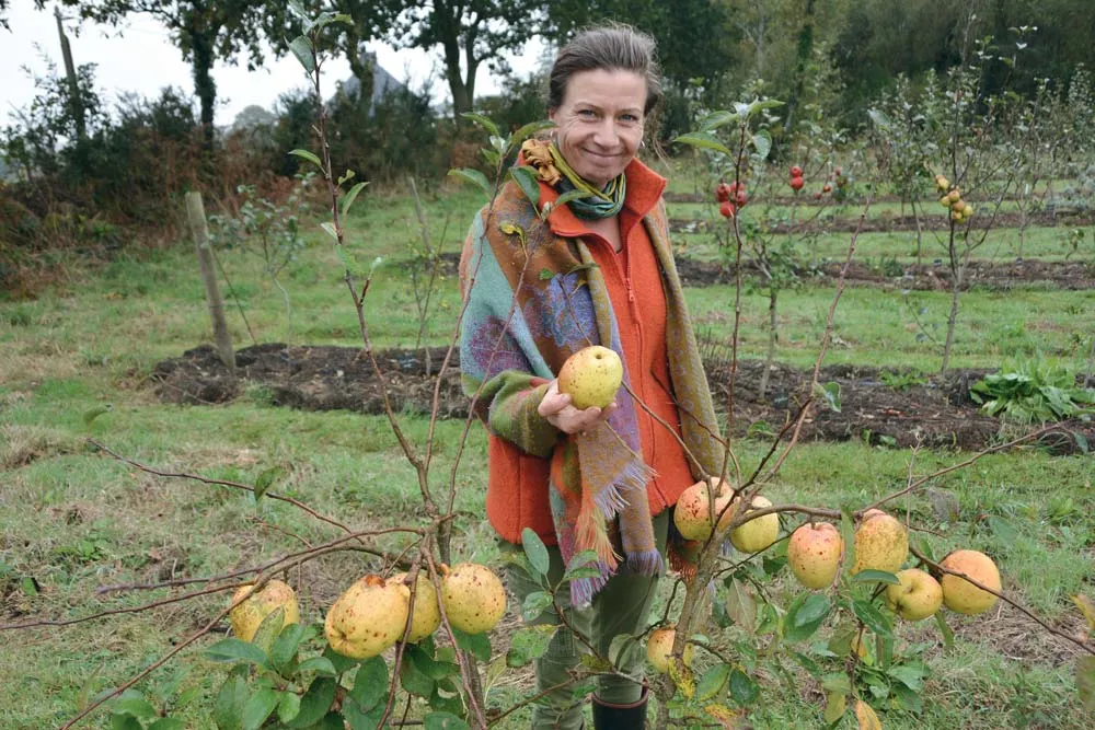 Florence Trémorin est installée à Taulé (29), et produit des plants de pommiers, de poiriers, mais aussi de nombreux autres fruitiers. - Illustration Le goût des pommes traditionnelles