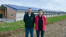 Jean-Lou Le Guellec, animateur technique Huttepain Bretagne et Anita Chansavoir, éleveuse à Montauban-de-Bretagne (35).