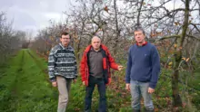 De g. à dr. : Claude Pecheux, (Trédaniel), Dominique Biche (Chambre d’agriculture) et Xavier Doussinault (Plestan).