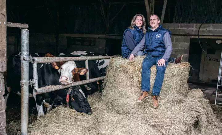 Guillaume Le Bihan et ses deux associés, Jean-Pierre et Alexandre, conduisent un troupeau de 130 vaches. Chaque année, 100 000 L de leur production sont valorisés via l’atelier de transformation de Virginie Le Guévelou.