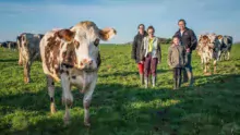 Stéphanie, Mélia, Noëline et Jean-Yves Ogé sont fiers d’emmener Malise à Paris : Elle sera l’une des 7 Bretonnes du concours de la race Normande.