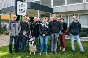 L’action des éleveurs au siège du GDS Bretagne à Ploufragan (22).