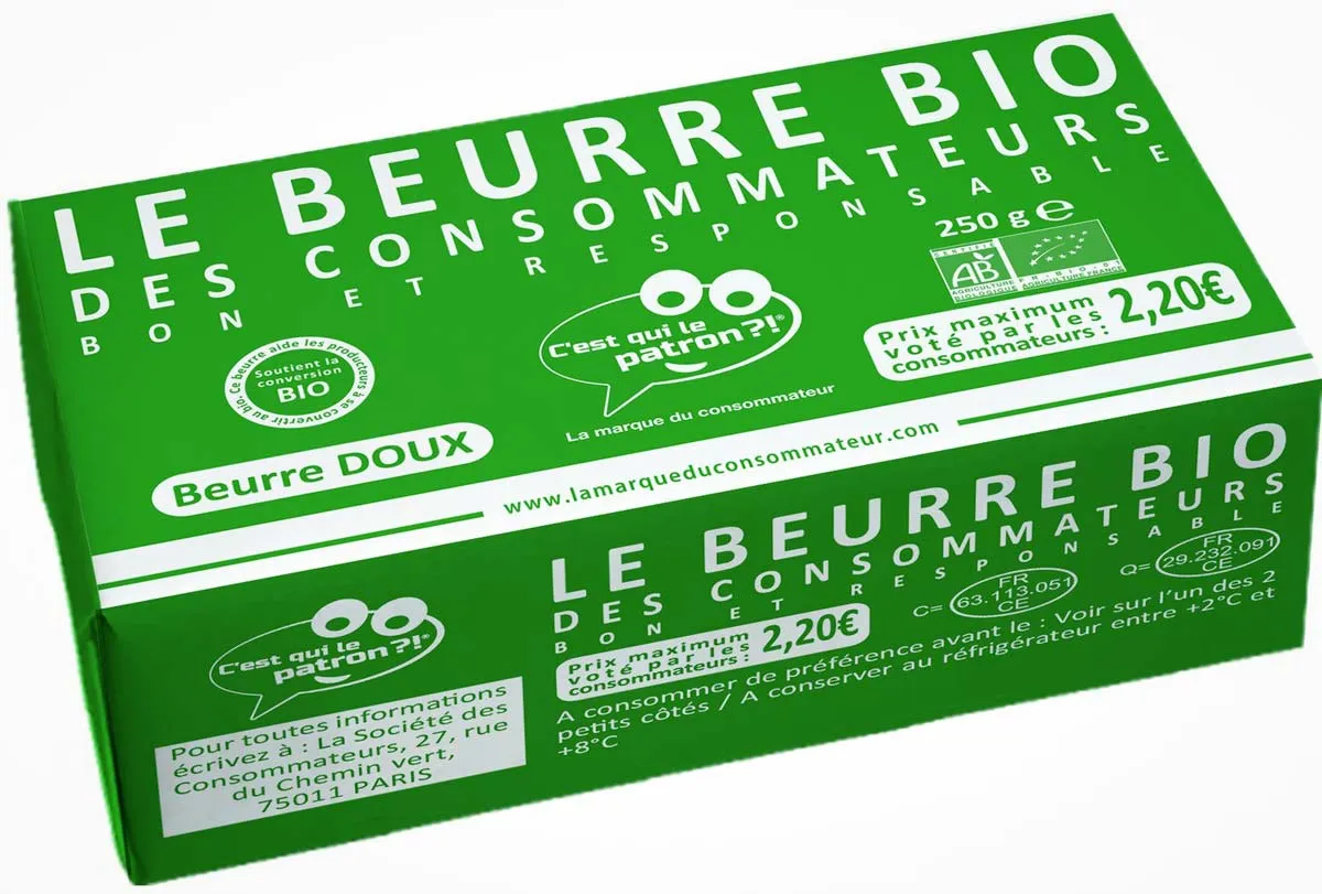  - Illustration Le beurre bio «C’est qui le patron?!» fabriqué par Sodiaal est en sursis