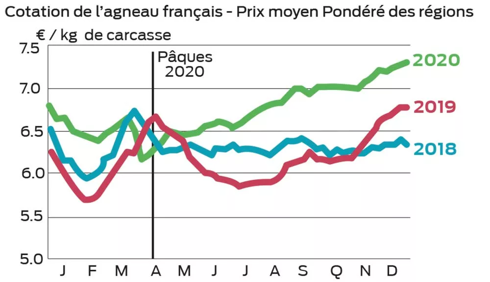 graphique p6 - Illustration Envolée du prix de l’agneau en 2020