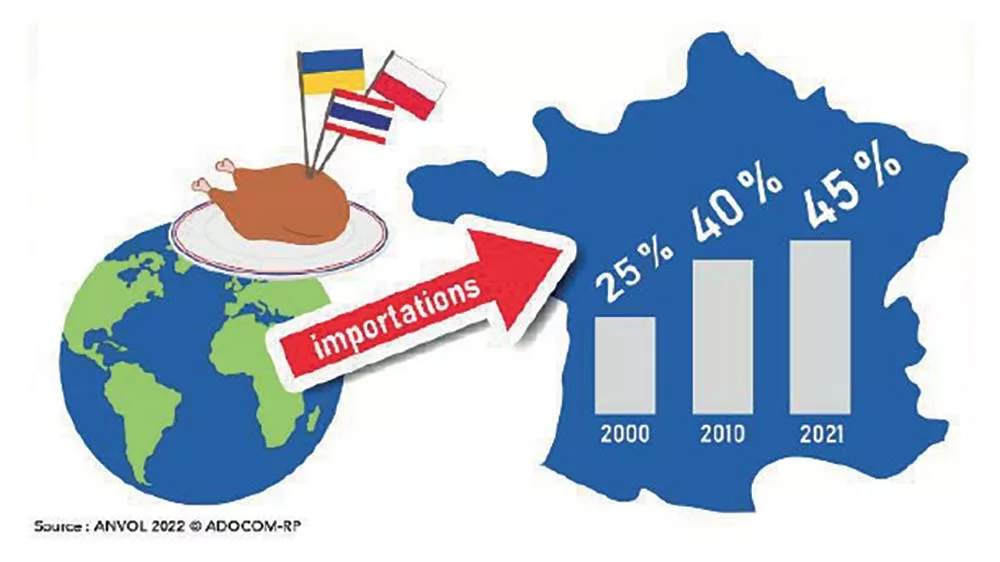  - Illustration 49 % du poulet consommé en France est importé