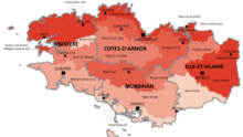 La carte du prix des terres agricoles en Bretagne selon les petites régions