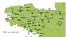 Carte de la pousse de l'herbe en Bretagne du 8 au 14 octobre 2024