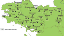 Carte de la pousse de l'herbe en Bretagne du 1er au 8 octobre 2024