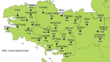 Carte de la pousse de l'herbe en Bretagne du 14 au 23 octobre 2024