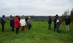 Les visiteurs sur une parcelle d'arboriculture