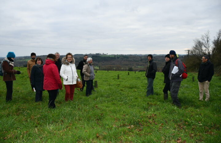 Les visiteurs sur une parcelle d'arboriculture