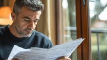 homme lisant un contrat d'assurances