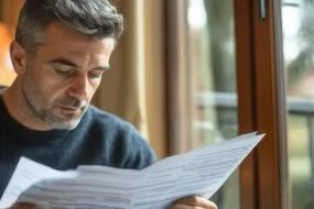 homme lisant un contrat d'assurances