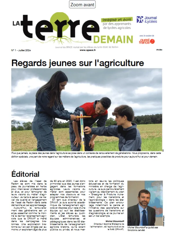 Une du journal "La terre demain"