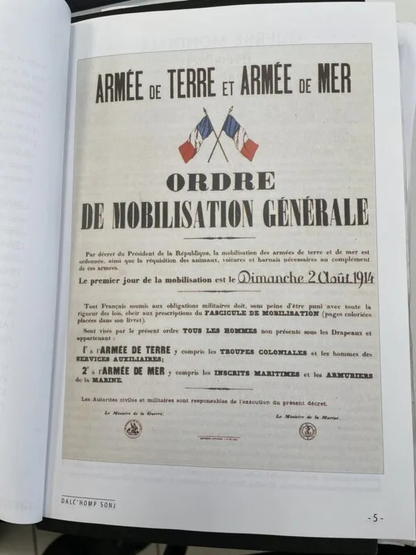 Ordre de mobilisation générale datée
du 2 août 1914.